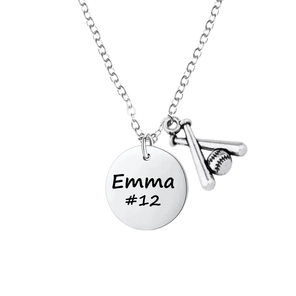 Personalized Engraved Softball Necklace with Name & Number, Custom Softball Gift, Softball Pendent Jewelry, Softball Players & Team Gifts