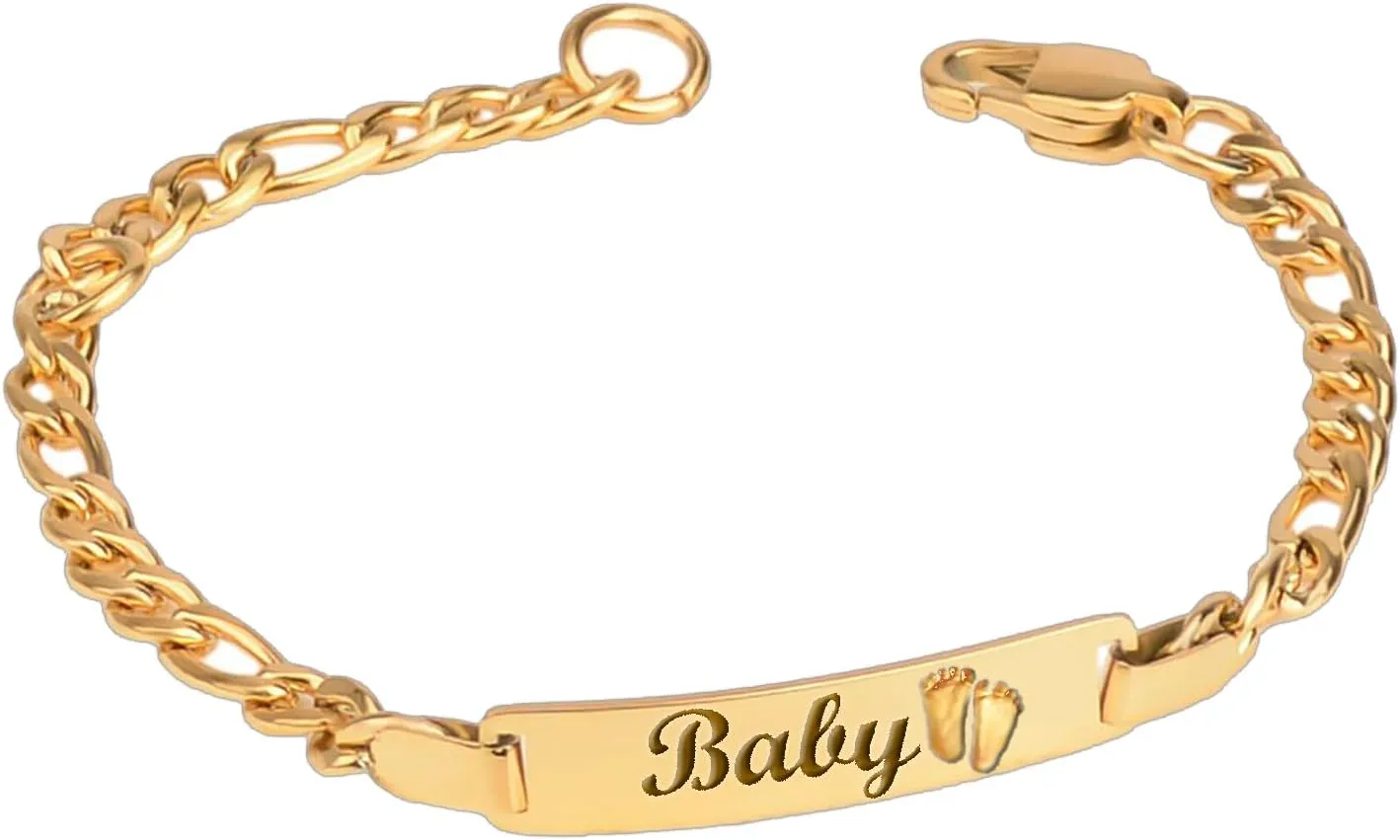 Personalized Gold Baby Bracelet Engraved Name Baby ID Protection bracelets Adjustable