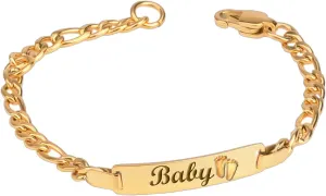 Personalized Gold Baby Bracelet Engraved Name Baby ID Protection bracelets Adjustable