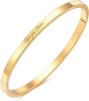 Personalized Gold Bracelets for Women - 14K Gold Plated Bracelet,Quote Name ID Engraved Bangle Friendship Bracelet Trendy Jewelry,Anniversary Christmas Valentines Day Gifts for Her Girlfriend