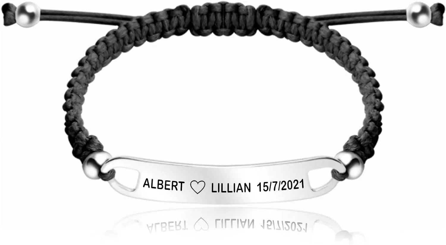 Personalized ID Couple Bracelets Custom Engraved Hand Braided Rope Wrist Bracelet Men Women Friendship Adjustable Custom Valentine's Day