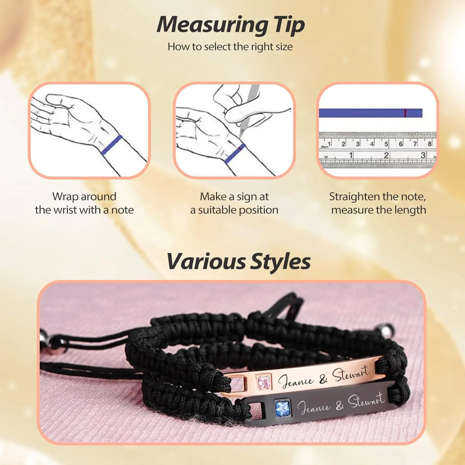 Personalized ID Couple Bracelets Custom Engraved Hand Braided Rope Wrist Bracelet Men Women Friendship Adjustable Custom Valentine's Day