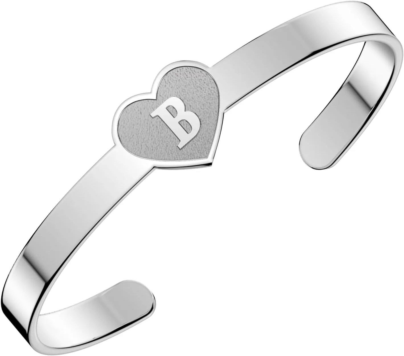 Personalized Initial Cuff Bangle Bracelets for Women Letter Custom Engraved Heart Friendship Bracelet for Men