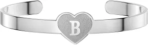Personalized Initial Cuff Bangle Bracelets for Women Letter Custom Engraved Heart Friendship Bracelet for Men