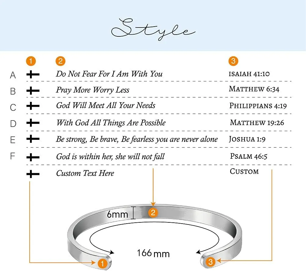 Personalized Inspirational Bible Verse Bracelets Custom Gift Hidden Message Cuff Bangle Bracelet for Daughter Sister Wife Mom Friendship Christian Encouragement