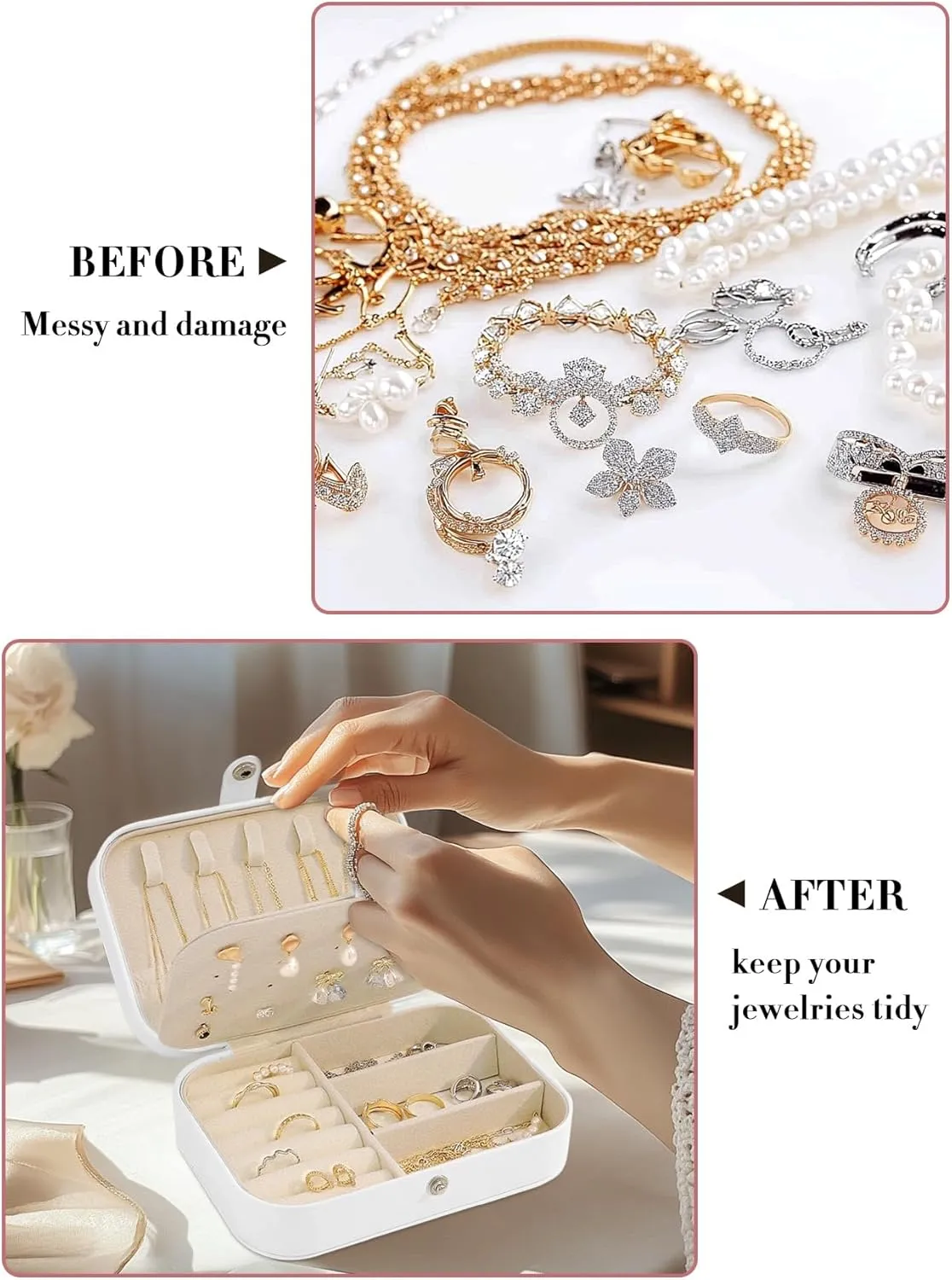 Personalized Jewelry Organizer for Women, PU Leather Custom Jewelry Box with Name for Birthday Bridesmaid Anniversary Girls Gifts, Necklace Earring Ring Storage Gift Case (6.3x4.3x2 Inch)