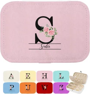 Personalized Jewelry Organizer for Women, PU Leather Custom Jewelry Box with Name for Birthday Bridesmaid Anniversary Girls Gifts, Necklace Earring Ring Storage Gift Case (6.3x4.3x2 Inch)
