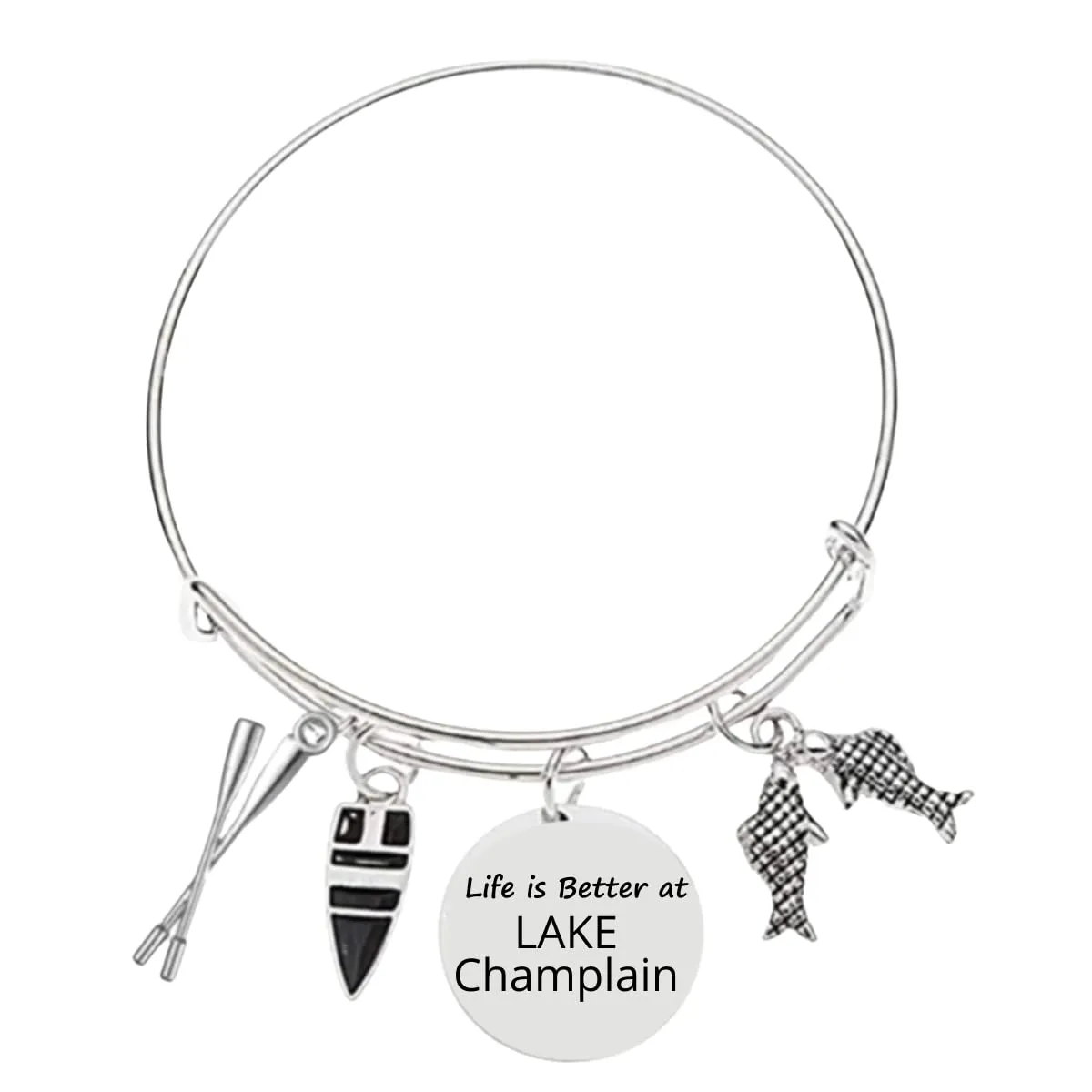 Personalized Life is Better at The Lake Bracelet Custom Engraved Lake Name, Lake Jewelry, Gift for Lake Women and Girls.