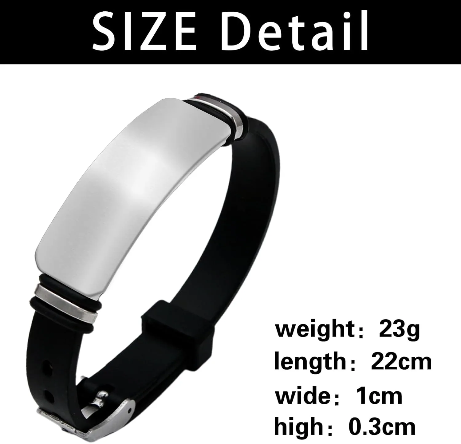 Personalized Medical Alert Bracelet Custom Medical Id Bracelets-Free Engraving Adjustable Silicone Wristband, Diabetes/Epilepsy/Autism Bracelets for Women Men