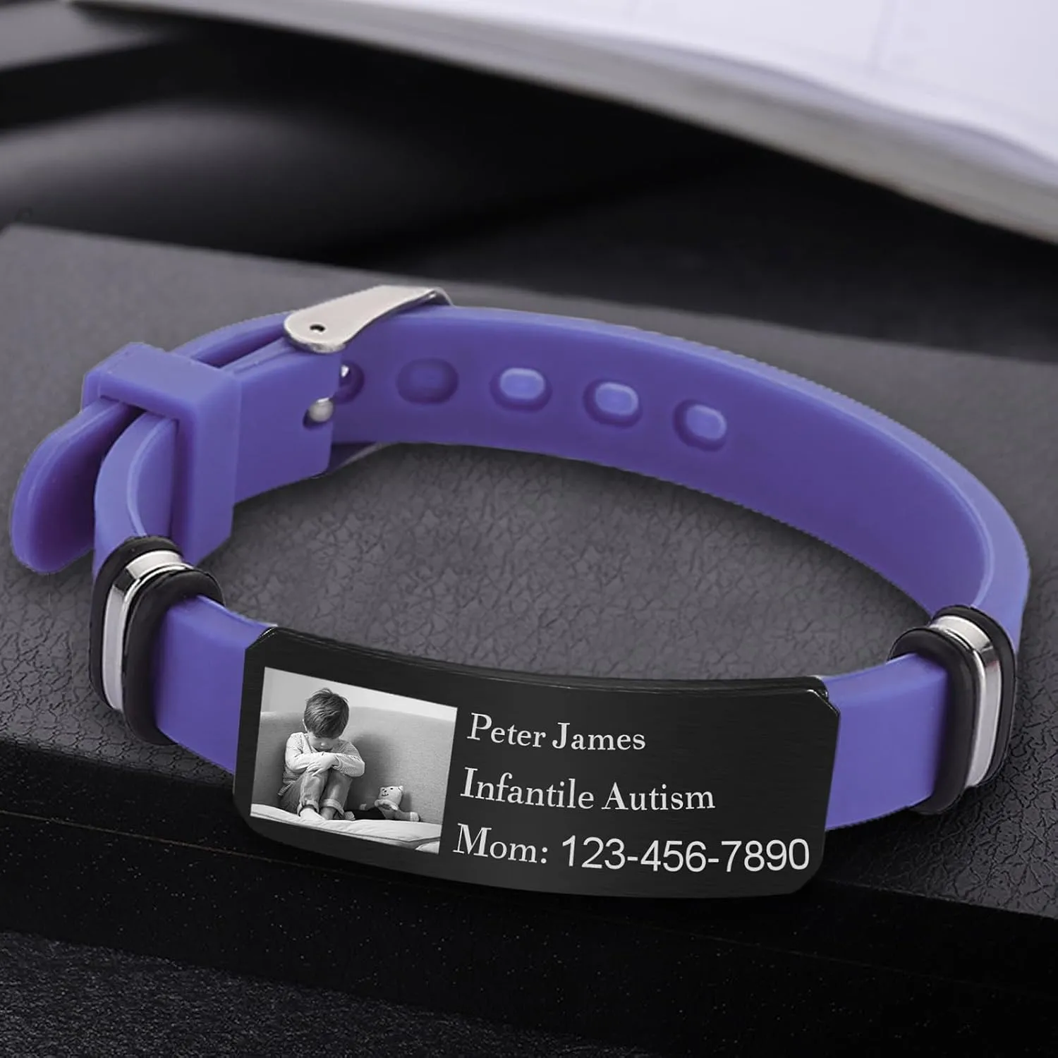 Personalized Medical Alert Bracelet Custom Medical Id Bracelets-Free Engraving Adjustable Silicone Wristband, Diabetes/Epilepsy/Autism Bracelets for Women Men