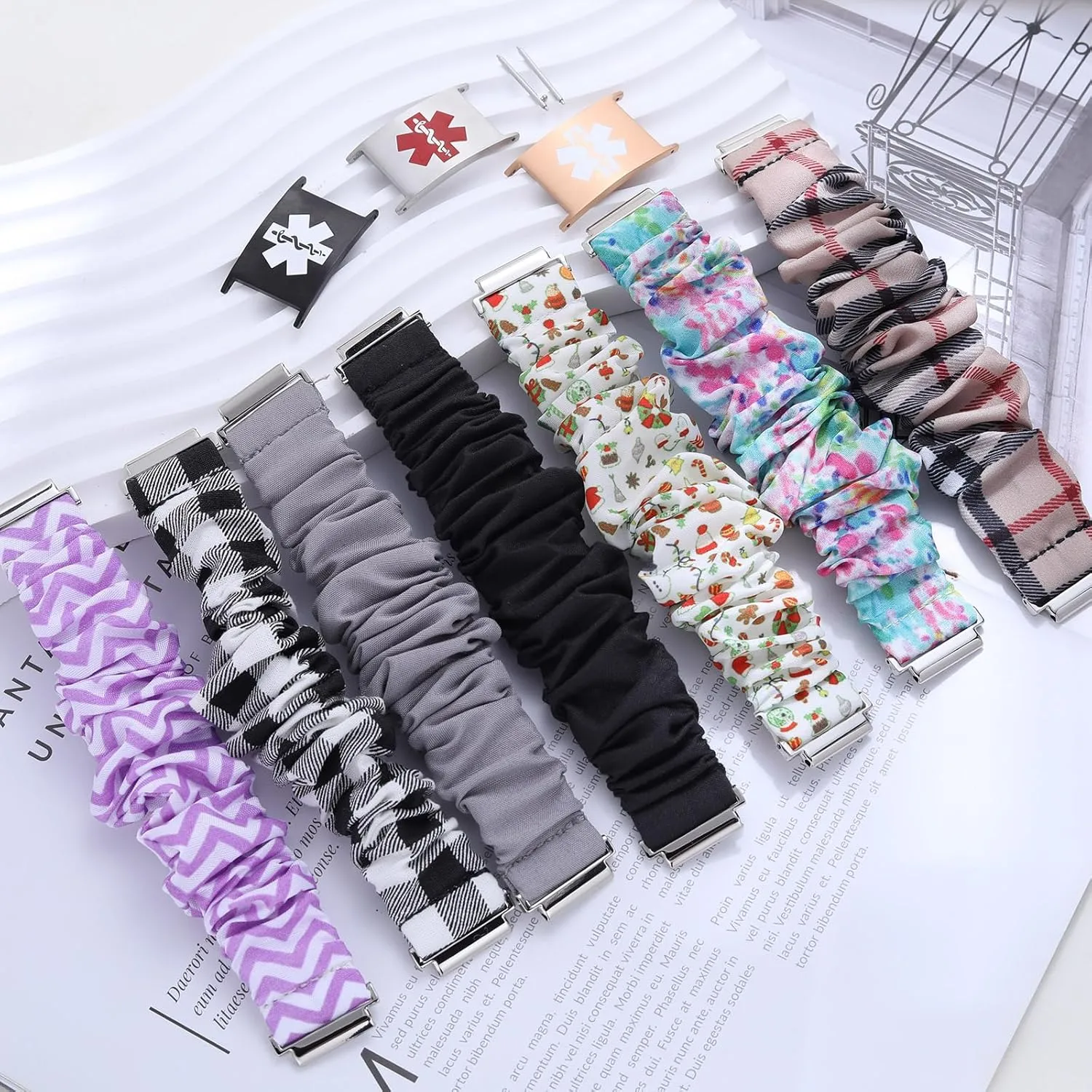 Personalized Medical Alert Bracelets for Women Custom Medical ID Bracelets for Women Elastic Cloth Band Emergency Bracelet with Free Engraving Adjustable 6.0-8.0 Inches
