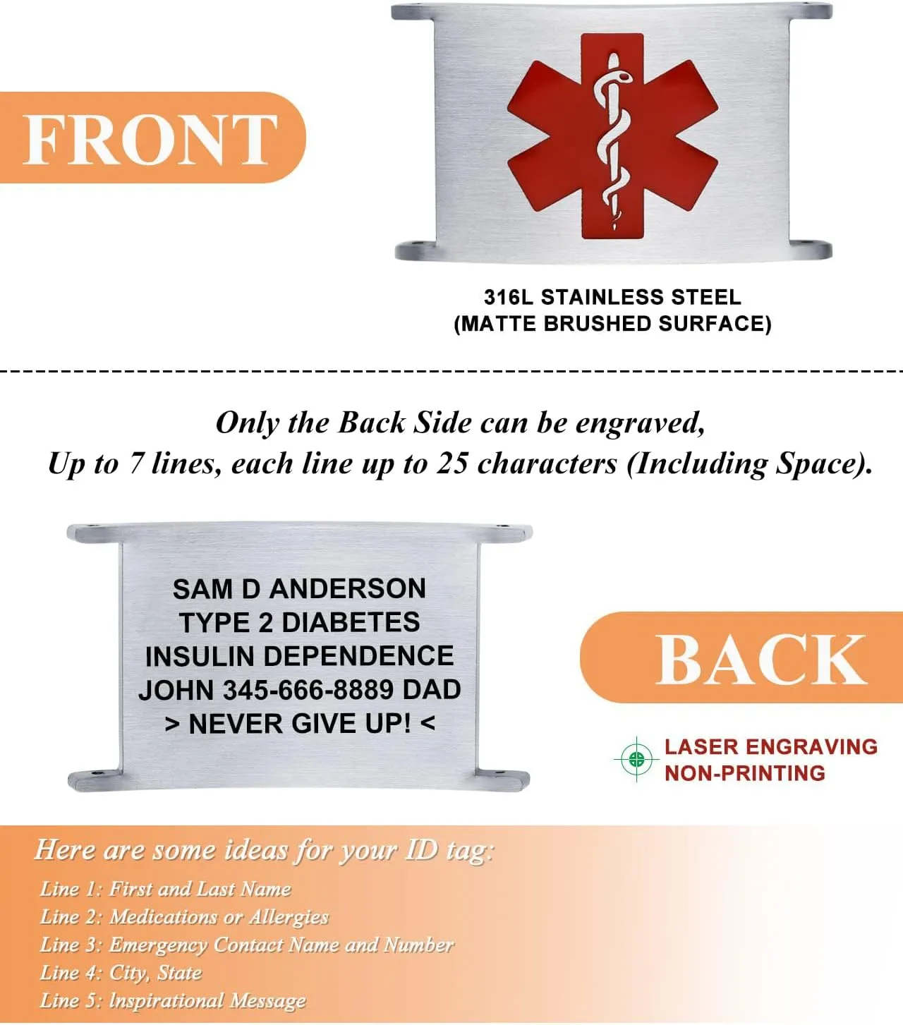 Personalized Medical Alert Bracelets for Women Custom Medical ID Bracelets for Women Elastic Cloth Band Emergency Bracelet with Free Engraving Adjustable 6.0-8.0 Inches