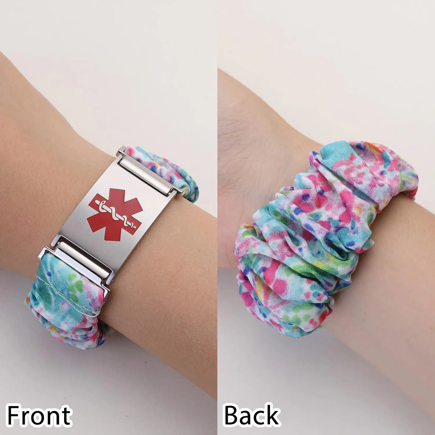 Personalized Medical Alert Bracelets for Women Custom Medical ID Bracelets for Women Elastic Cloth Band Emergency Bracelet with Free Engraving Adjustable 6.0-8.0 Inches