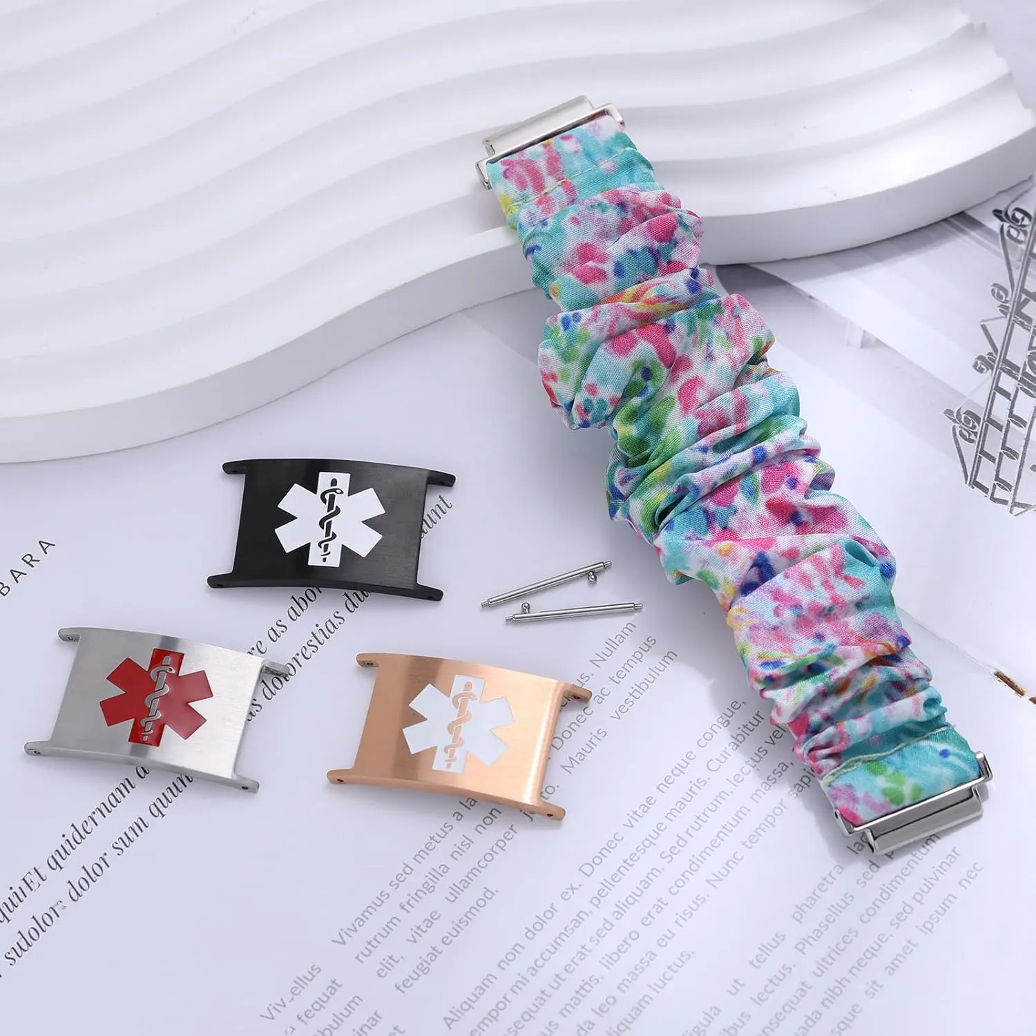 Personalized Medical Alert Bracelets for Women Custom Medical ID Bracelets for Women Elastic Cloth Band Emergency Bracelet with Free Engraving Adjustable 6.0-8.0 Inches