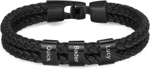 Personalized Men's Bracelet with Engraved 1-8 Names Custom Name Bracelets for Men Customized Jewelry Gifts for Dad Fathers Day