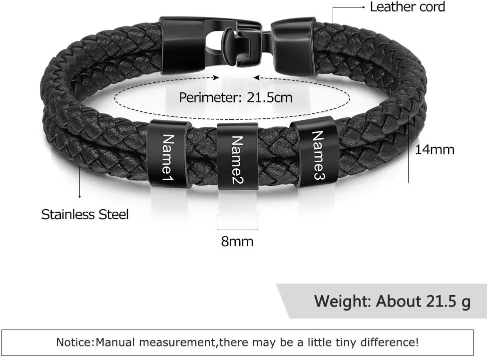 Personalized Men's Bracelet with Engraved 1-8 Names Custom Name Bracelets for Men Customized Jewelry Gifts for Dad Fathers Day