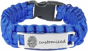 Personalized Mens Logo Bracelet Stainless Steel Personalized Nameplates Inspirational Family Crest Bracelets Name Coat of Arms Logo National Emblem Engraved Paracord Survival Cuff Bracelet