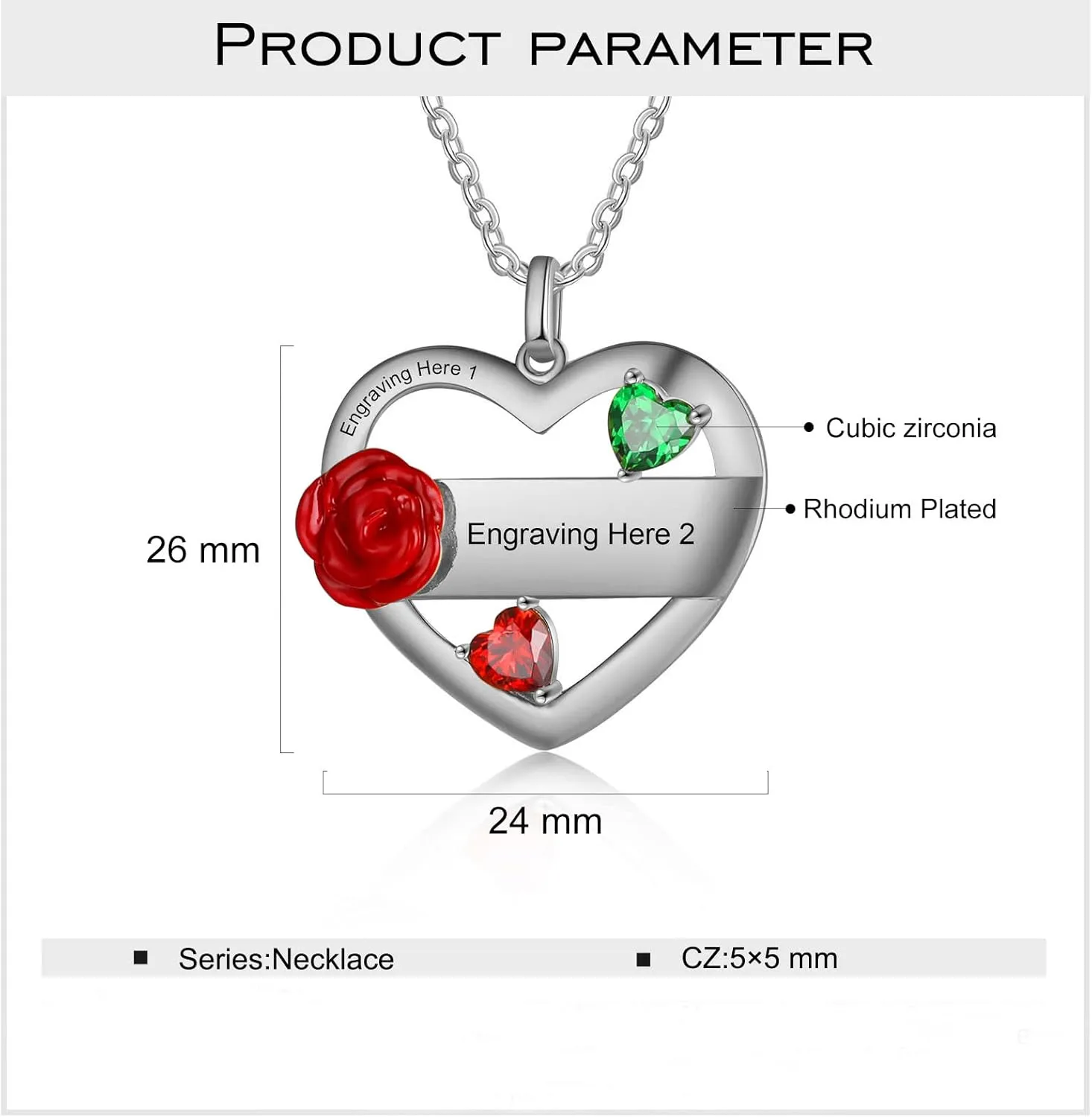 Personalized Mothers Heart Name Necklace with 2 Birthstone Sterling Silver Custom Pendant Necklaces for Women Personalized Gifts for Mom for Mother's Day