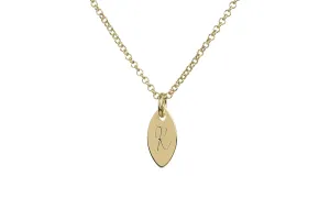 Personalized Name Necklace - Marquise Pendant - Custom Engraved 14k Solid Gold