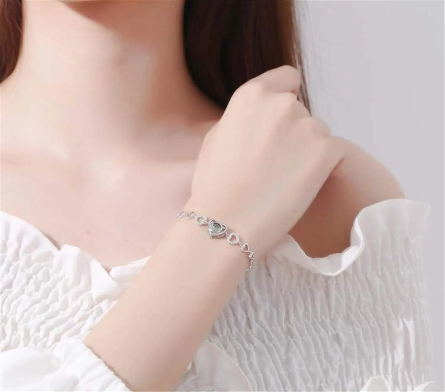 Personalized Picture Bracelet for Women Custom Round Bracelets with Photos Adjustable Bracelet Jewelry 925 Sterling Silver Diamond Memorial Jewelry Gifts For Women