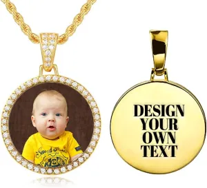 Personalized Picture Necklace Custom Plated Engraved Back Pendant for Men Customized Necklaces for Women Memory Medallion Pendant Dog Tag Hip Hop Jewelry