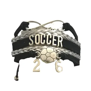 Personalized Soccer Charm Bracelet with Number Charm, Custom Adjustable Infinity Soccer Jewelry - Gift For Girl Soccer Players