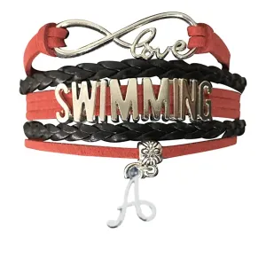 Personalized Swim Bracelet with Letter Charm, Custom Swimmer Gift, Girls SwimmingJewelry, Gift for Swimmers, Swim Team, Swim Coach