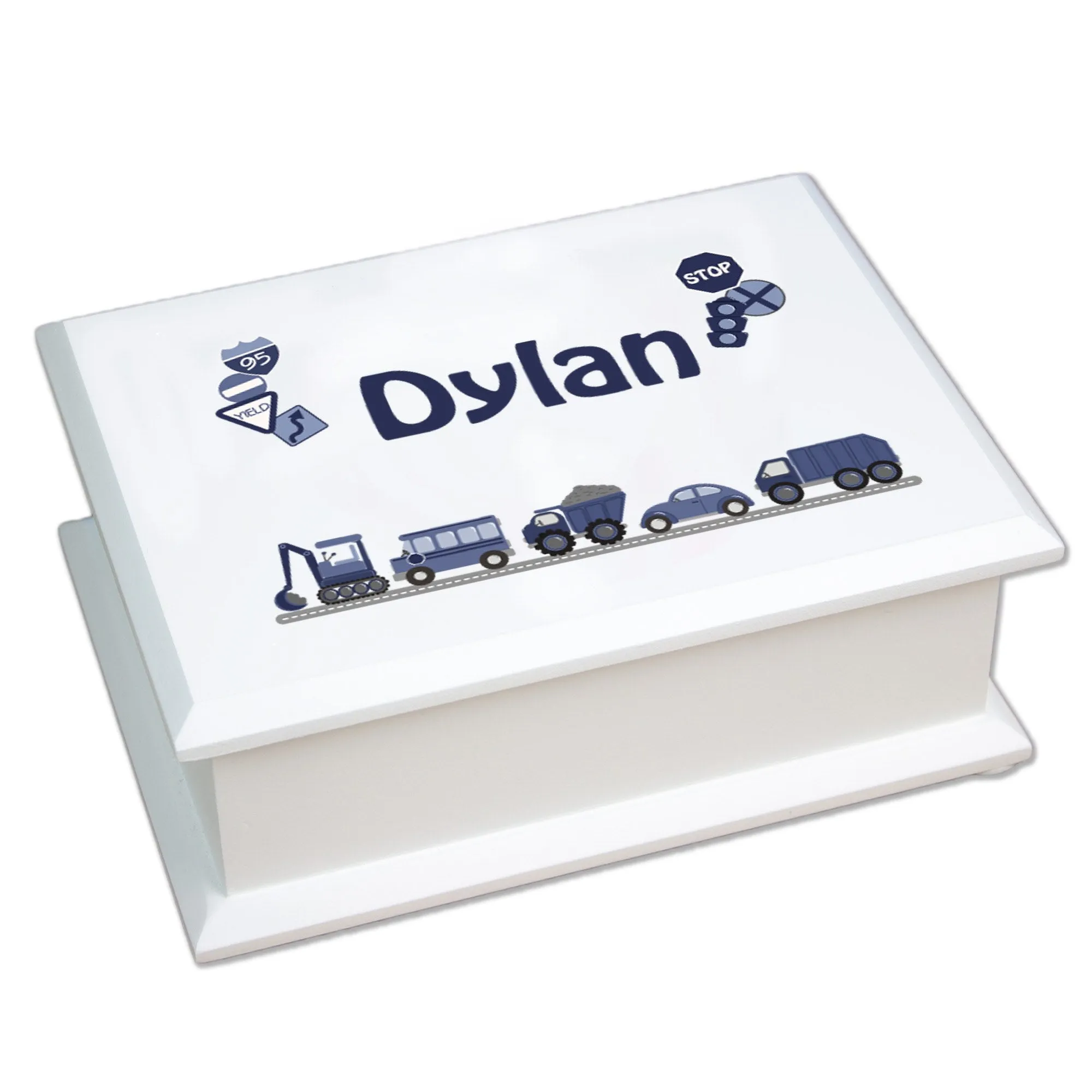Personalized Transportation Lift Top Jewelry Box