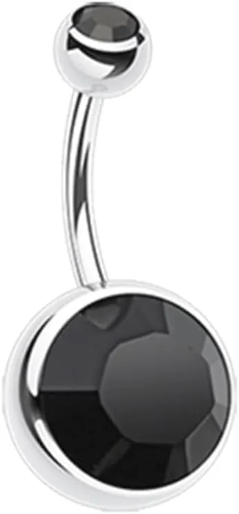 Pierced Owl 14GA 316L Stainless Steel Giant Sparkling Crystal Belly Button Ring