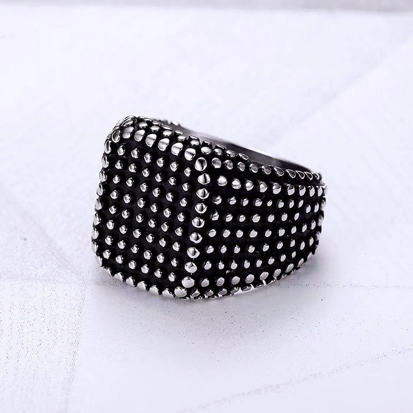 Pitted Square ring for men Iced out Ring Hip Hop ring Black Biker 316 Stainless Steel Radiant Biker Rings Bling Cuban style Iced Out Jewelry Punk Ring Club ring Heavy Metal ring ceremony