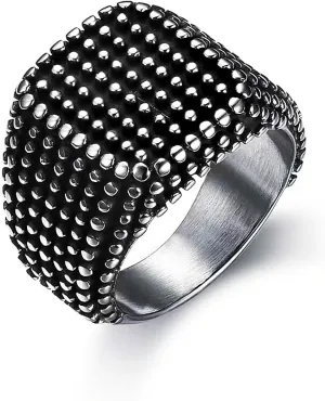 Pitted Square ring for men Iced out Ring Hip Hop ring Black Biker 316 Stainless Steel Radiant Biker Rings Bling Cuban style Iced Out Jewelry Punk Ring Club ring Heavy Metal ring ceremony