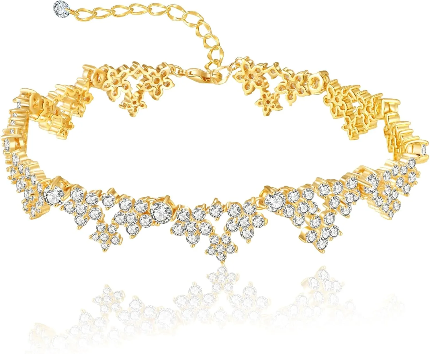 Plated Gold Silver Sparkling Cubic Zirconia Anklet Bracelet for Women  Bling Bling Ankle Jewelry