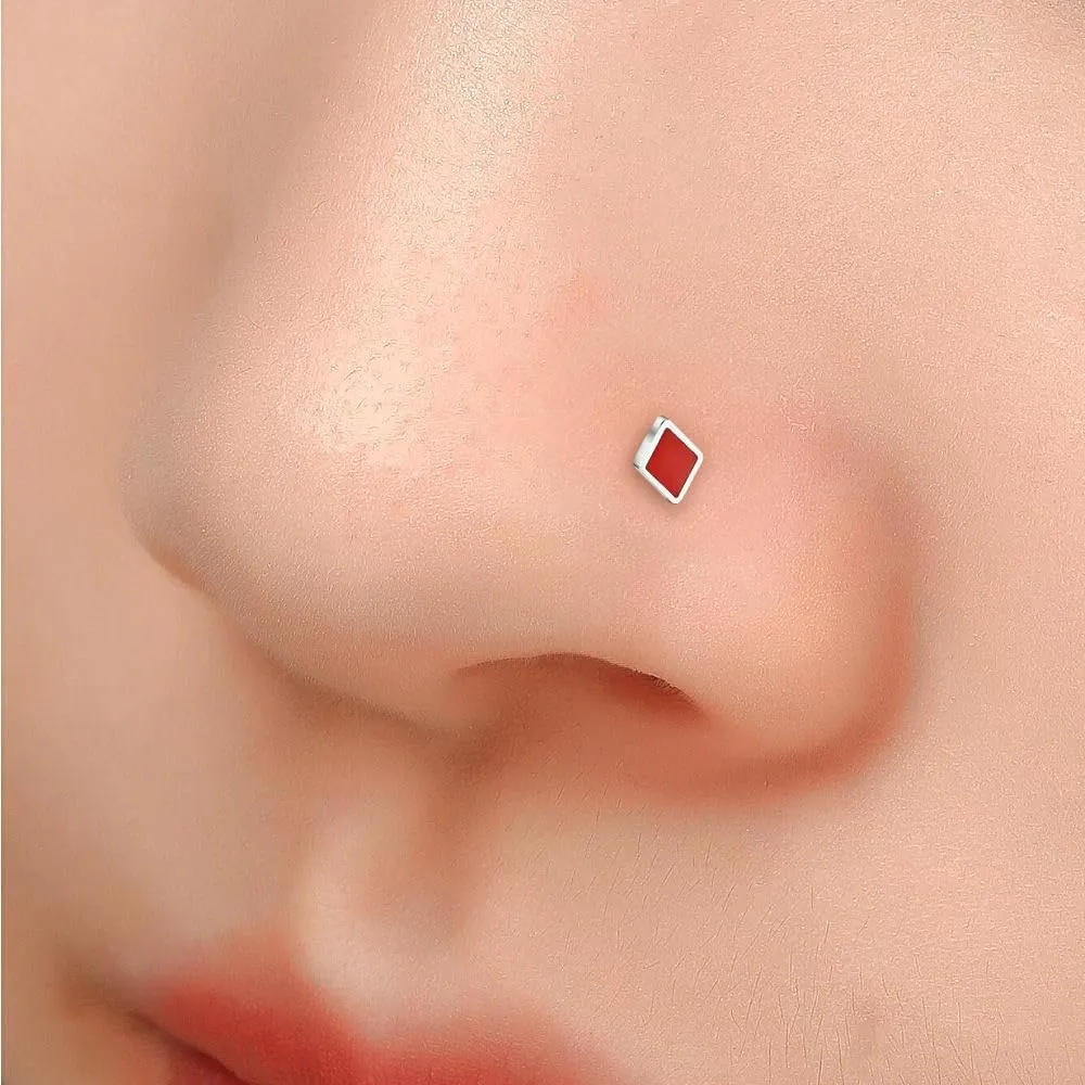 Poker Nose Rings Hoop and Nose Studs Sets Piercings Jewelry for Women Men Surgical Steel Hypoallergenic 16G Mustache Septum Ring Flat Back Nose Stud Earrings Helix Cartilage 6Pcs