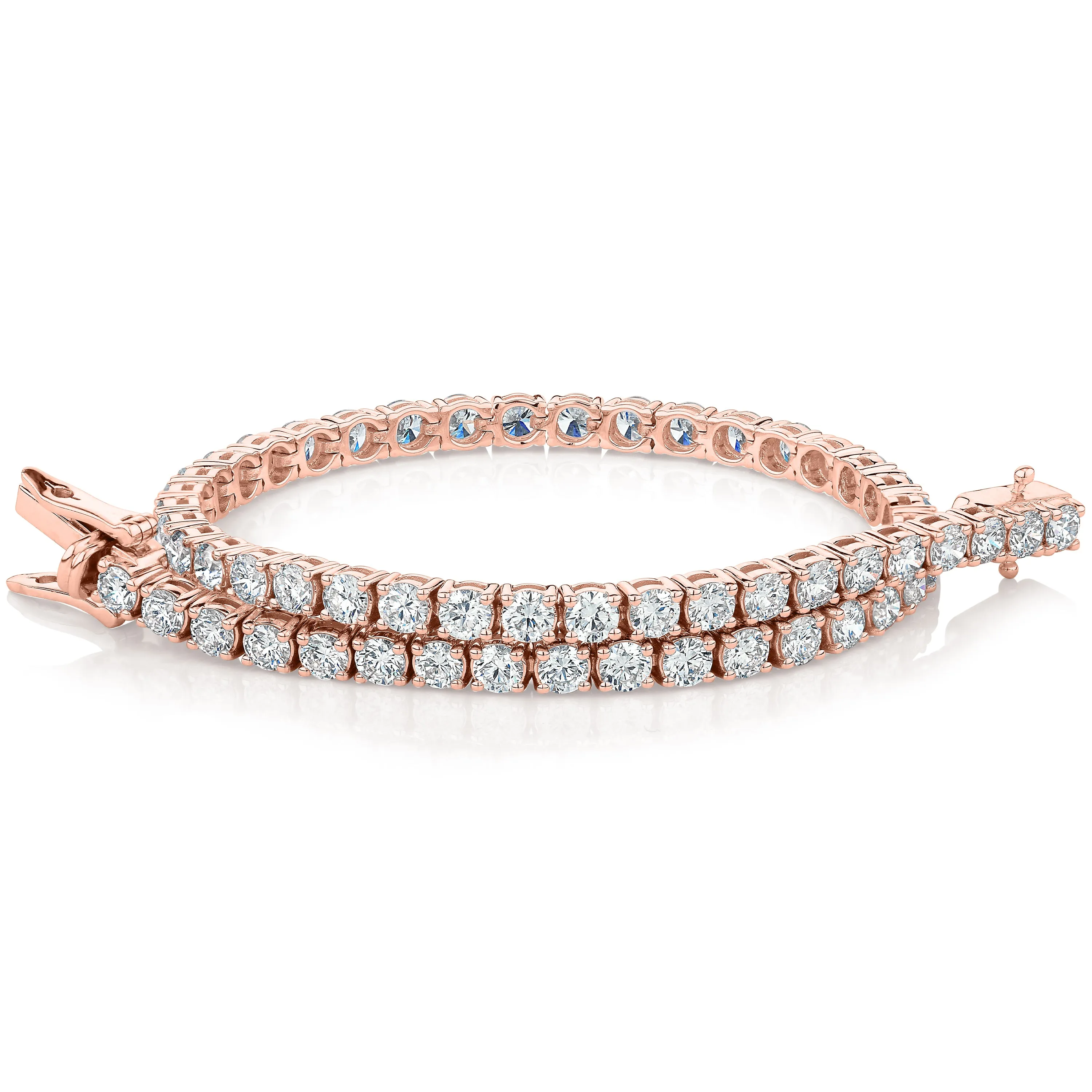 Premium Laboratory Created Diamond, 5 carat TW round brilliant tennis bracelet in 18 carat rose gold