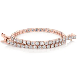 Premium Laboratory Created Diamond, 5 carat TW round brilliant tennis bracelet in 18 carat rose gold