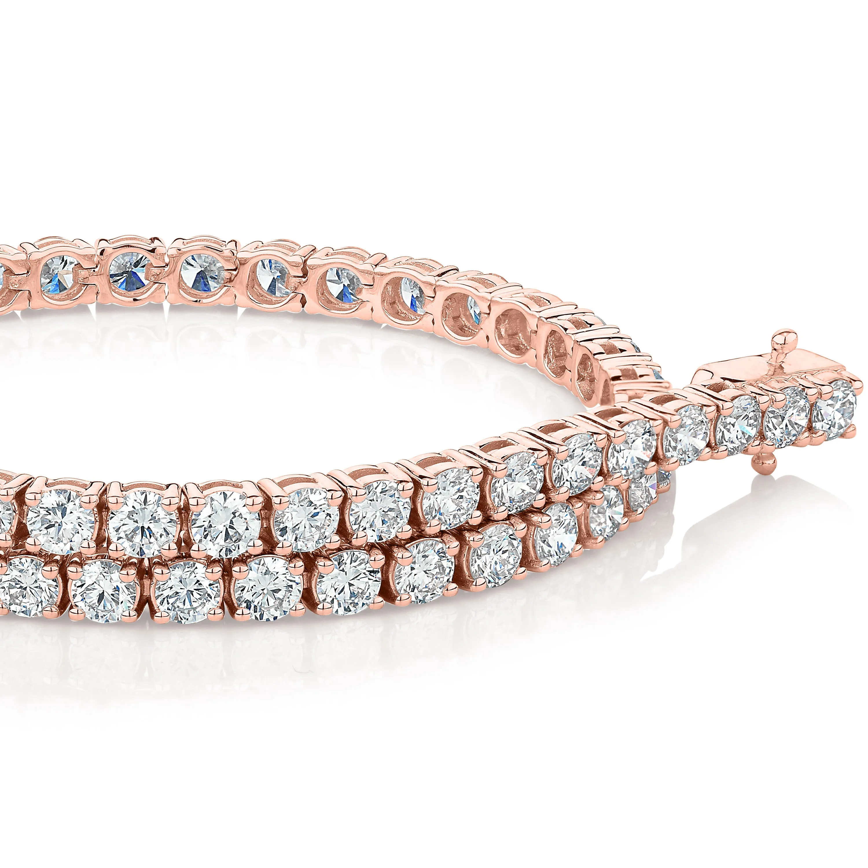 Premium Laboratory Created Diamond, 5 carat TW round brilliant tennis bracelet in 18 carat rose gold