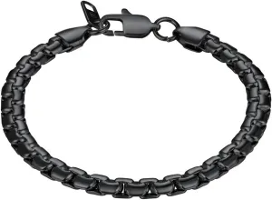 PROSTEEL Stylish Stainless Steel Flat Box Chain Bracelet, Silver/Gold/Black Tone, Nickel-Free, Hypoallergenic Jewelry, 7.9"/8.7", Come Gift Box