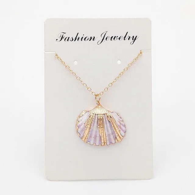 Puka Shell Necklace Natural Cowrie Shell Pendant Necklace Handmade Conch Seashell Charm Beach Jewelry for Women Gift Boho