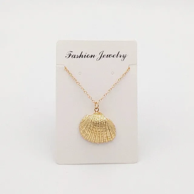 Puka Shell Necklace Natural Cowrie Shell Pendant Necklace Handmade Conch Seashell Charm Beach Jewelry for Women Gift Boho