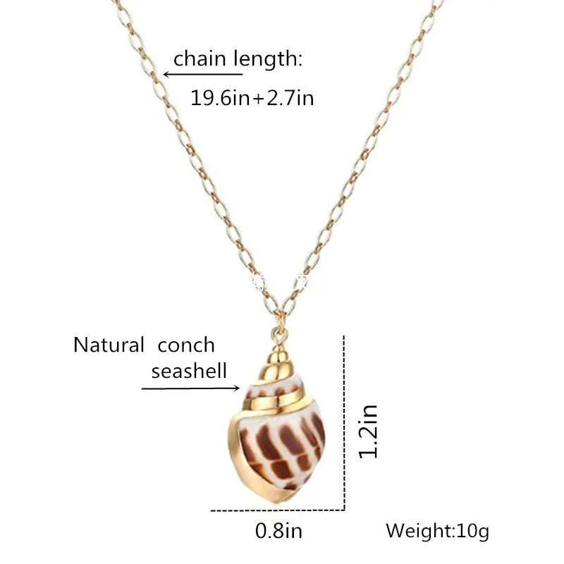 Puka Shell Necklace Natural Cowrie Shell Pendant Necklace Handmade Conch Seashell Charm Beach Jewelry for Women Gift Boho