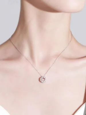 Pure Silver Pendant Necklace, 14K White Gold Plated High-Carbon Diamond CZ Necklace, Shines Like Moissanite Pendant Necklace for Women