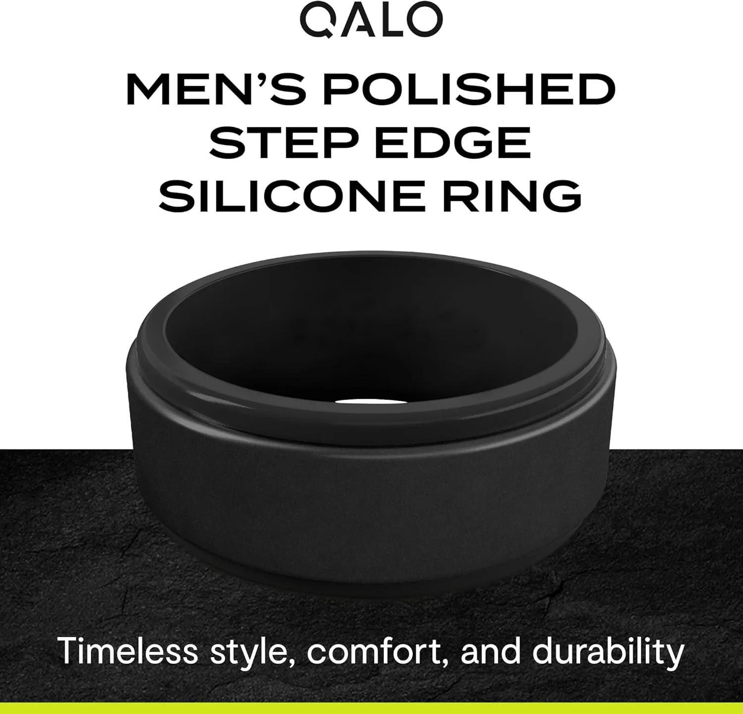 QALO Men's Silicone Ring - Mens Silicone Wedding Rings - Engagement Ring Bands for Him