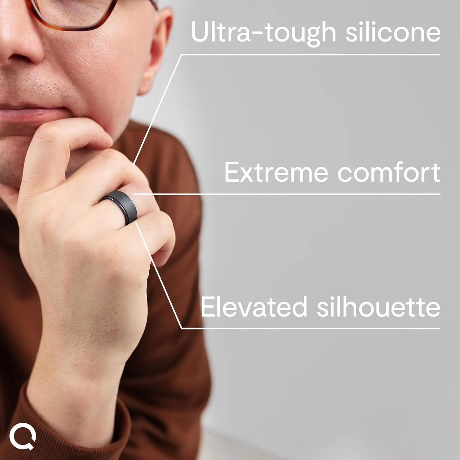 QALO Men's Silicone Ring - Mens Silicone Wedding Rings - Engagement Ring Bands for Him