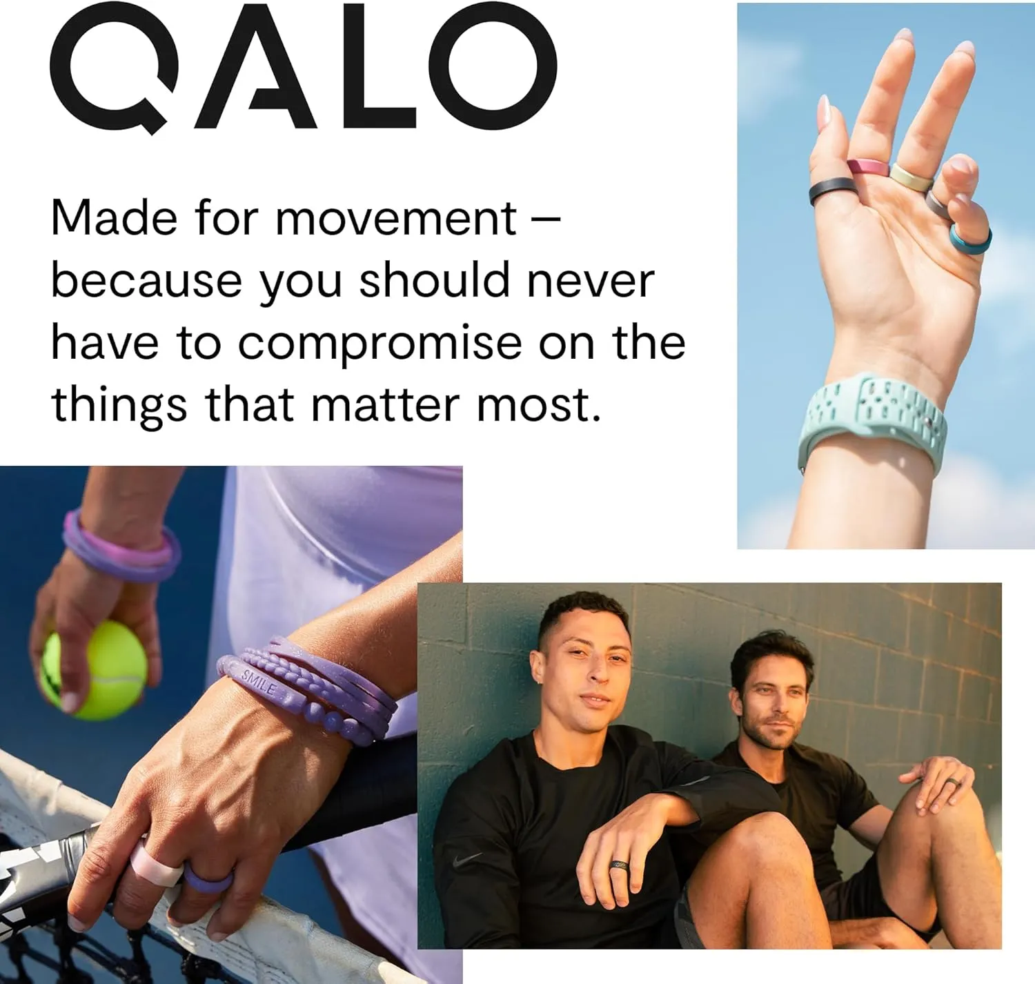 QALO Men's Silicone Ring - Mens Silicone Wedding Rings - Engagement Ring Bands for Him