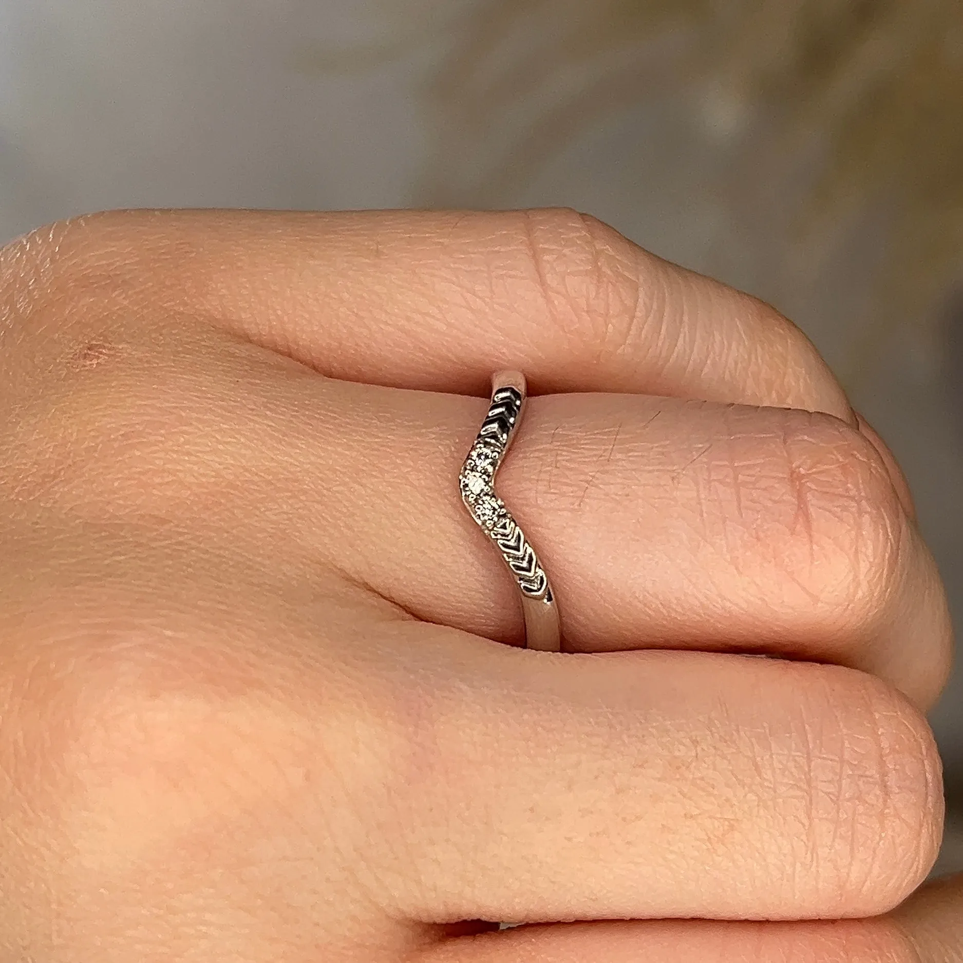 "Vera" Subtle Foliage V Shaped 0.06ct Diamond Eternity Ring ET40
