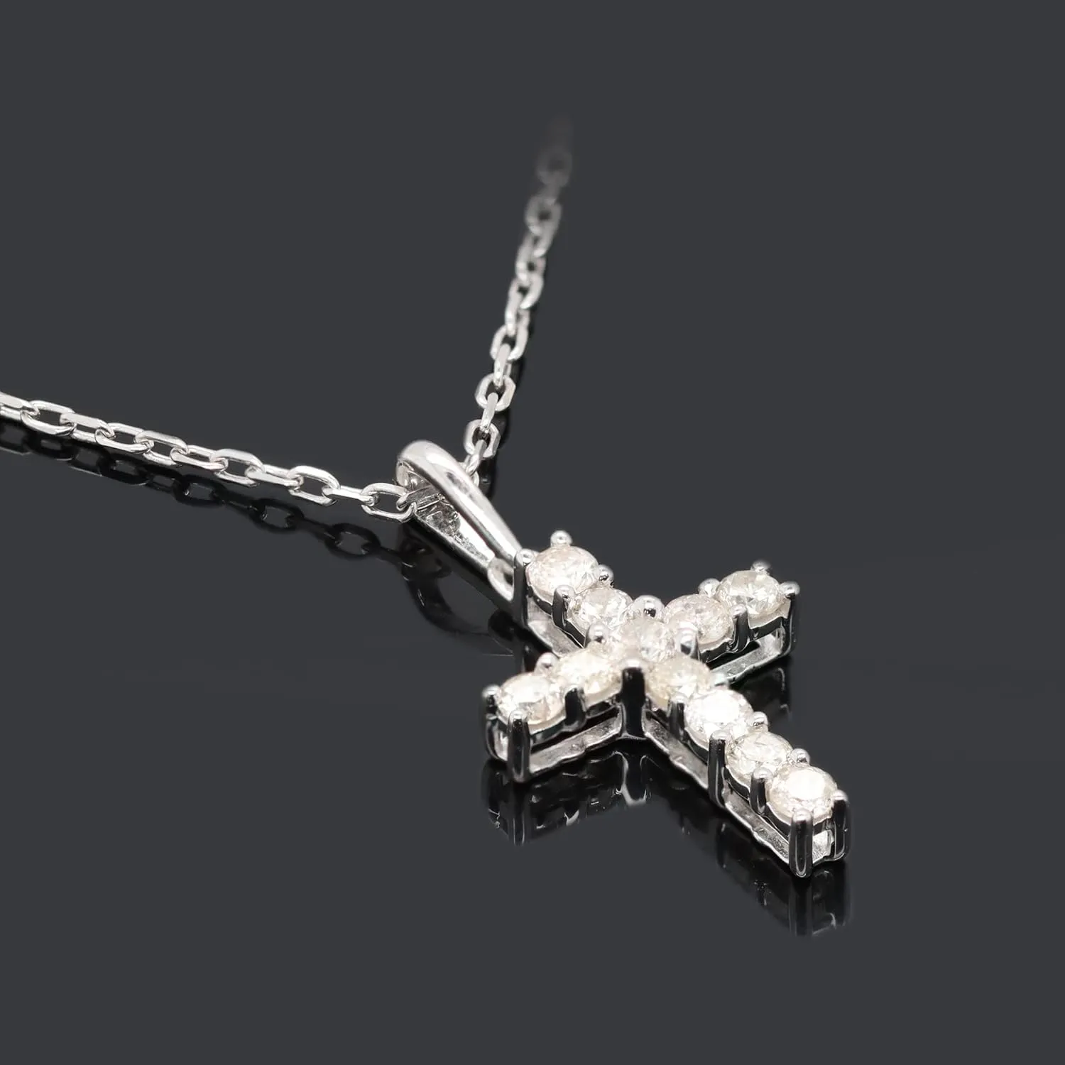 Religious Cross Pendant Necklace for Women - 0.30 Carat Round Cut Natural Diamond Cross Necklace 18" Chain 14K Gold Over 925 Sterling Silver (H-I Colro, I2 Clarity, 0.28 Ct)