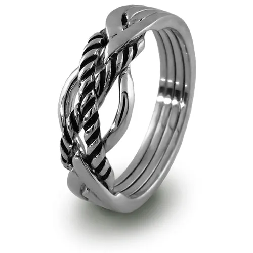 Retired LADIES 4 band STERLING SILVER Puzzle Ring 4TPSL