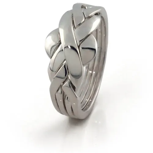 Retired LADIES PLAIN 4 band STERLING SILVER Puzzle Ring 4ASL