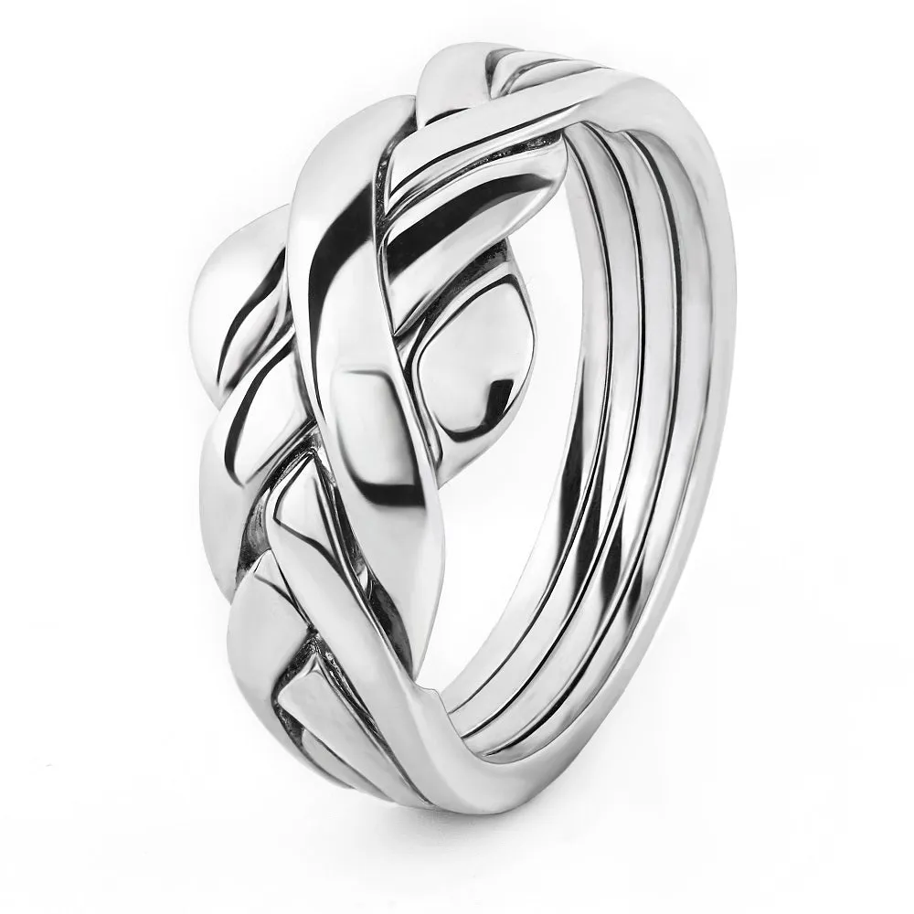 Retired LADIES PLAIN 4 band STERLING SILVER Puzzle Ring 4ASL