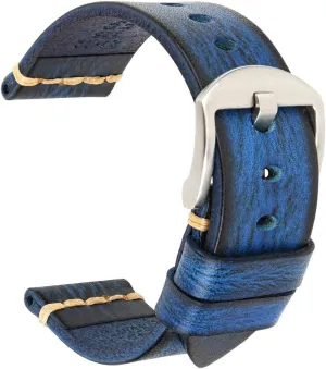 REZERO Leather Watch Bands, Tanned Leather Watch Straps, Black/Brown/Blue/Red/Green/Grey Watch Bands Replacement with Black/Silver/Gold/Rose Gold Buckle for Men, Women 18/19/20/21/22/23/24/26mm